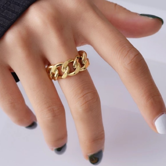 ⛓Minimalist ring gold plated chain ring - Picture 2 of 6